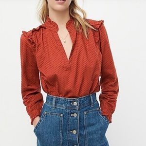 J.Crew Ruffle Trim V-Neck Top
